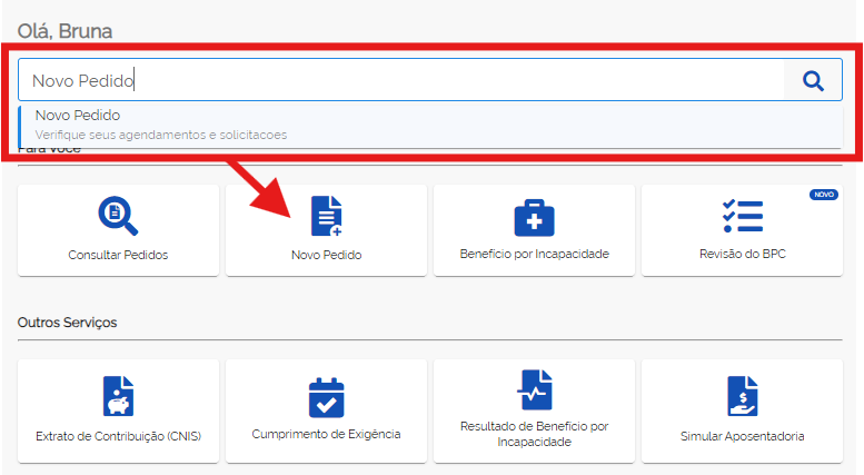 novo pedido meu inss