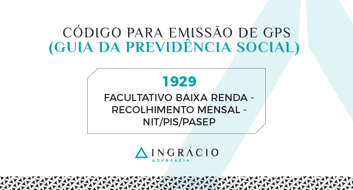 código segurado facultativo baixa renda inss