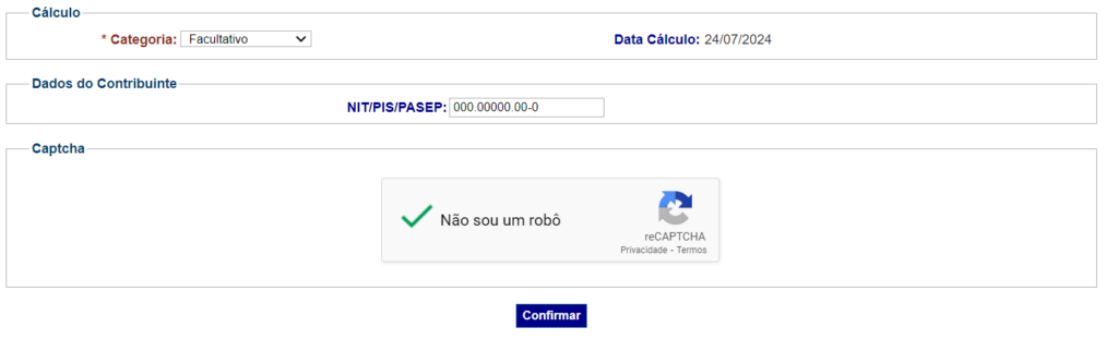 incluir NIT para gerar guia da previdência social (GPS) pelo Sistema de Acréscimos legais (SAL) como segurado facultativo do inss