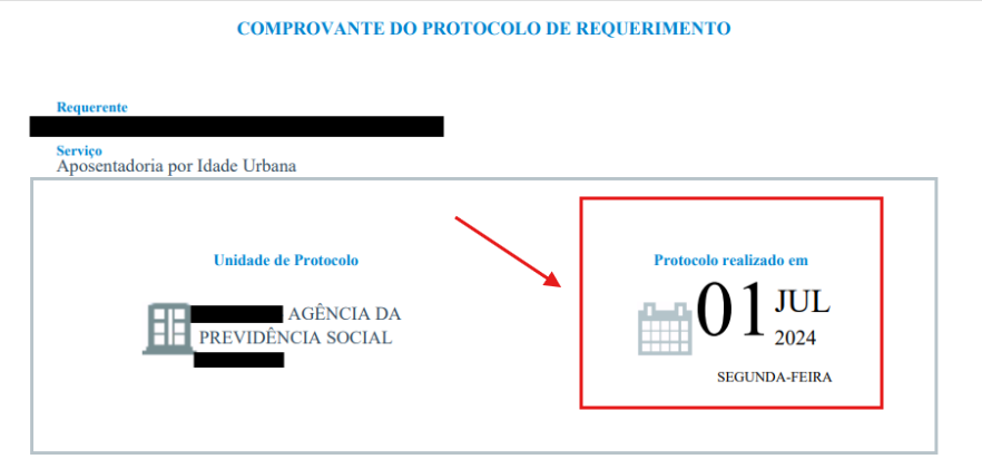 comprovante de protocolo de requerimento INSS