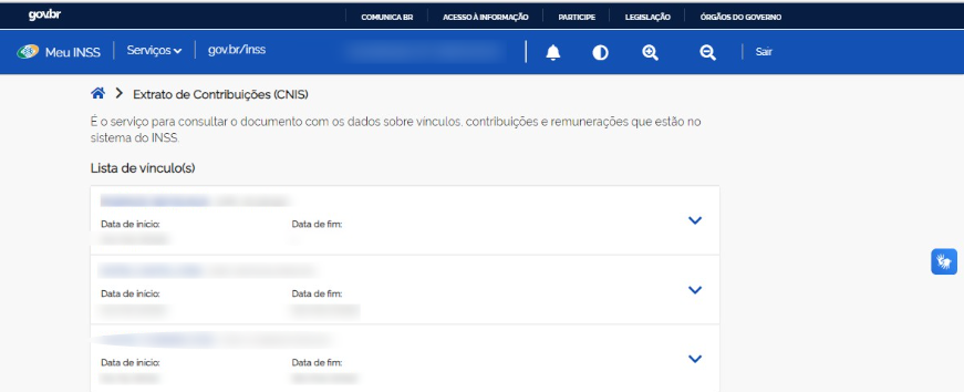 Extrato de contribuição CNIS